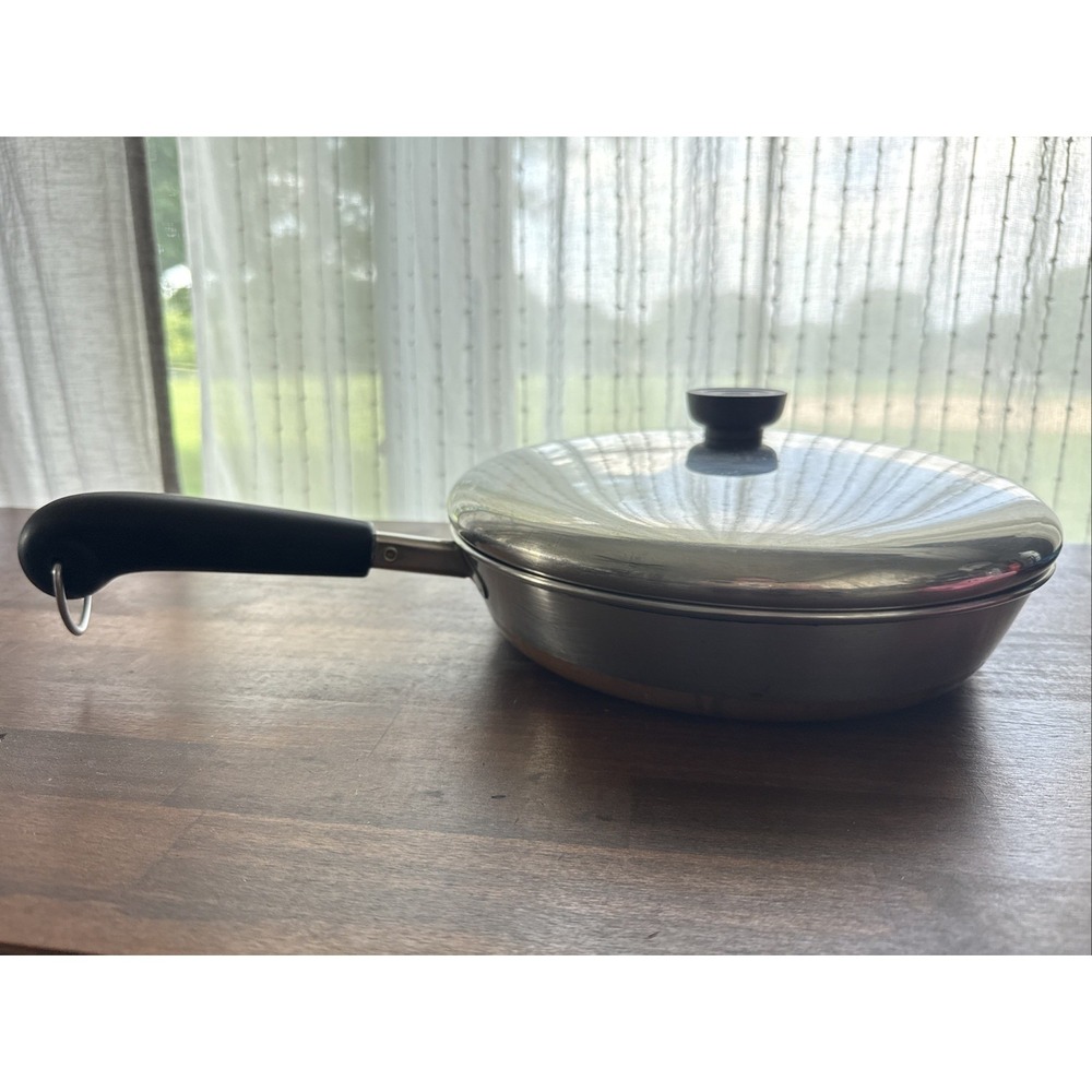 Vintage Revere Ware 10 Inch Skillet Frying Pan with Lid Copper Bottom
